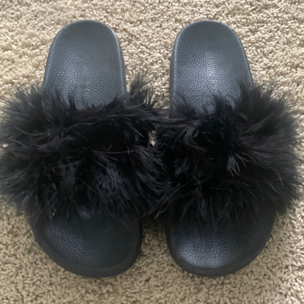 Black Feather/Furry Slides